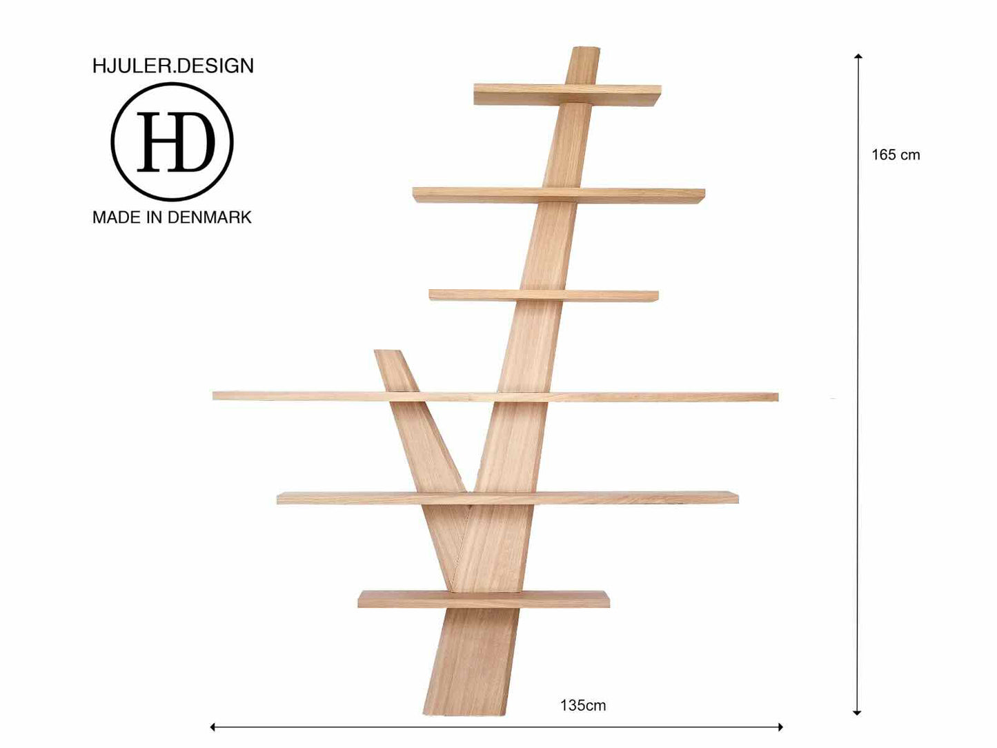 Hyldetræ, stor moderne design reol til væg fra HJULER DESIGN i egetræ