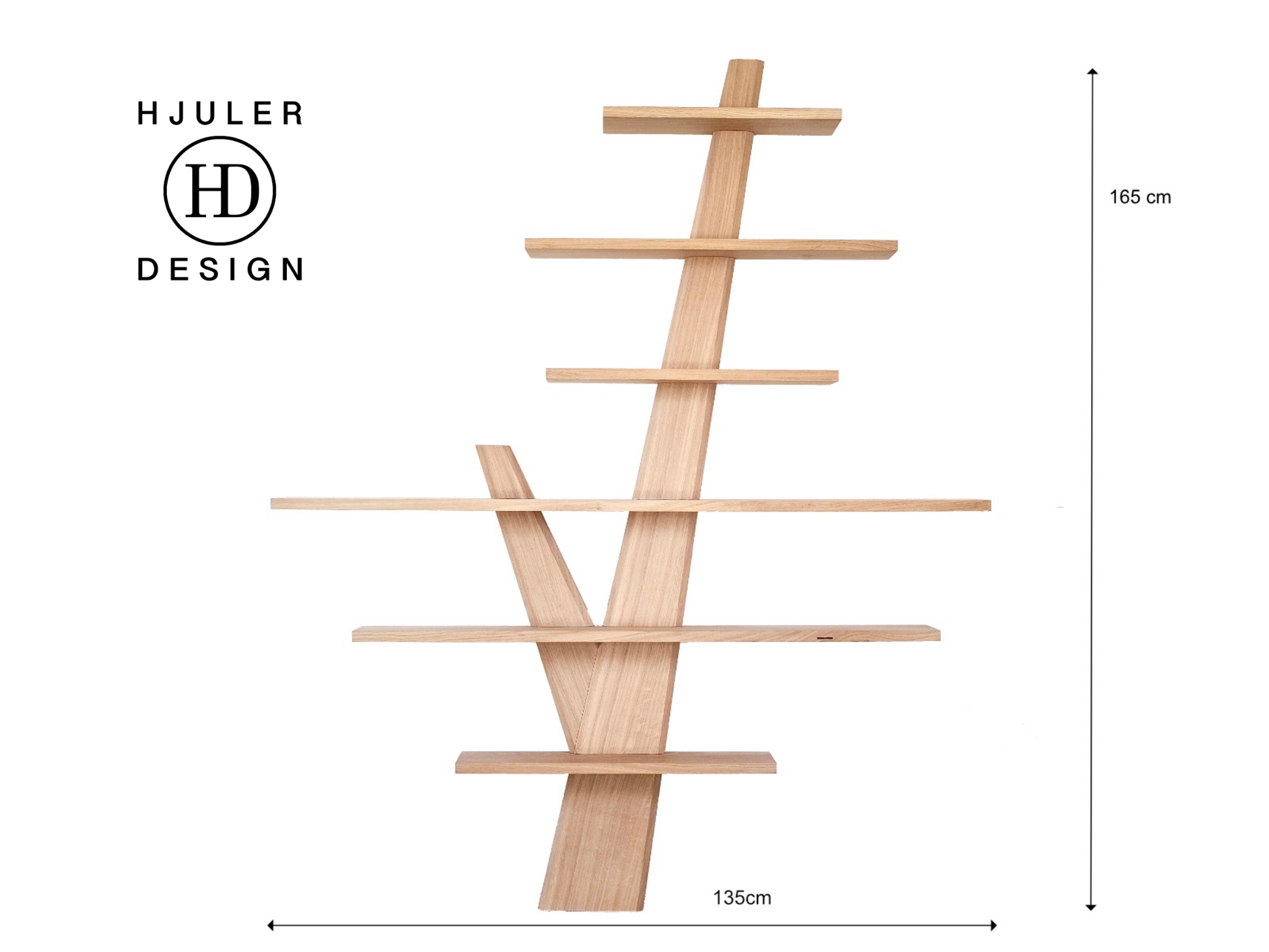 Hyldetræ, stor moderne design reol til væg fra HJULER DESIGN i egetræ